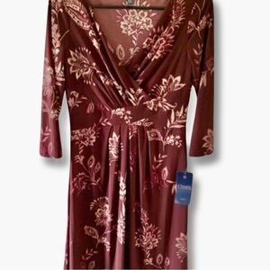 NWT Chaps Burgundy Print Dress Size M